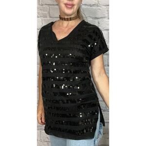 International Concepts Mobwife Y2K Glam Sequin and Mesh Blouse